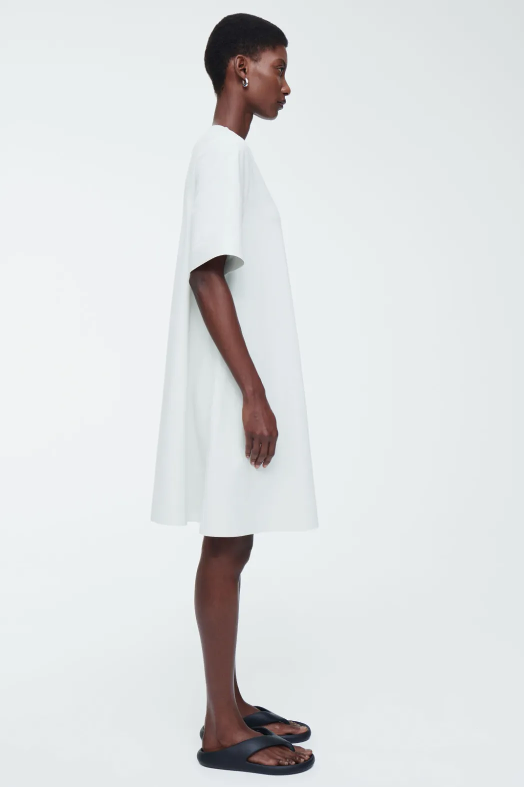 Hot COS FLARED MINI T-SHIRT DRESS LIGHT GRAY