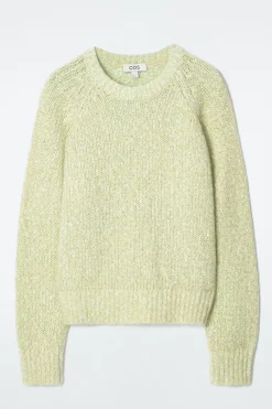 Sale COS FLECKED MOHAIR-BLEND JUMPER GREEN MÉLANGE