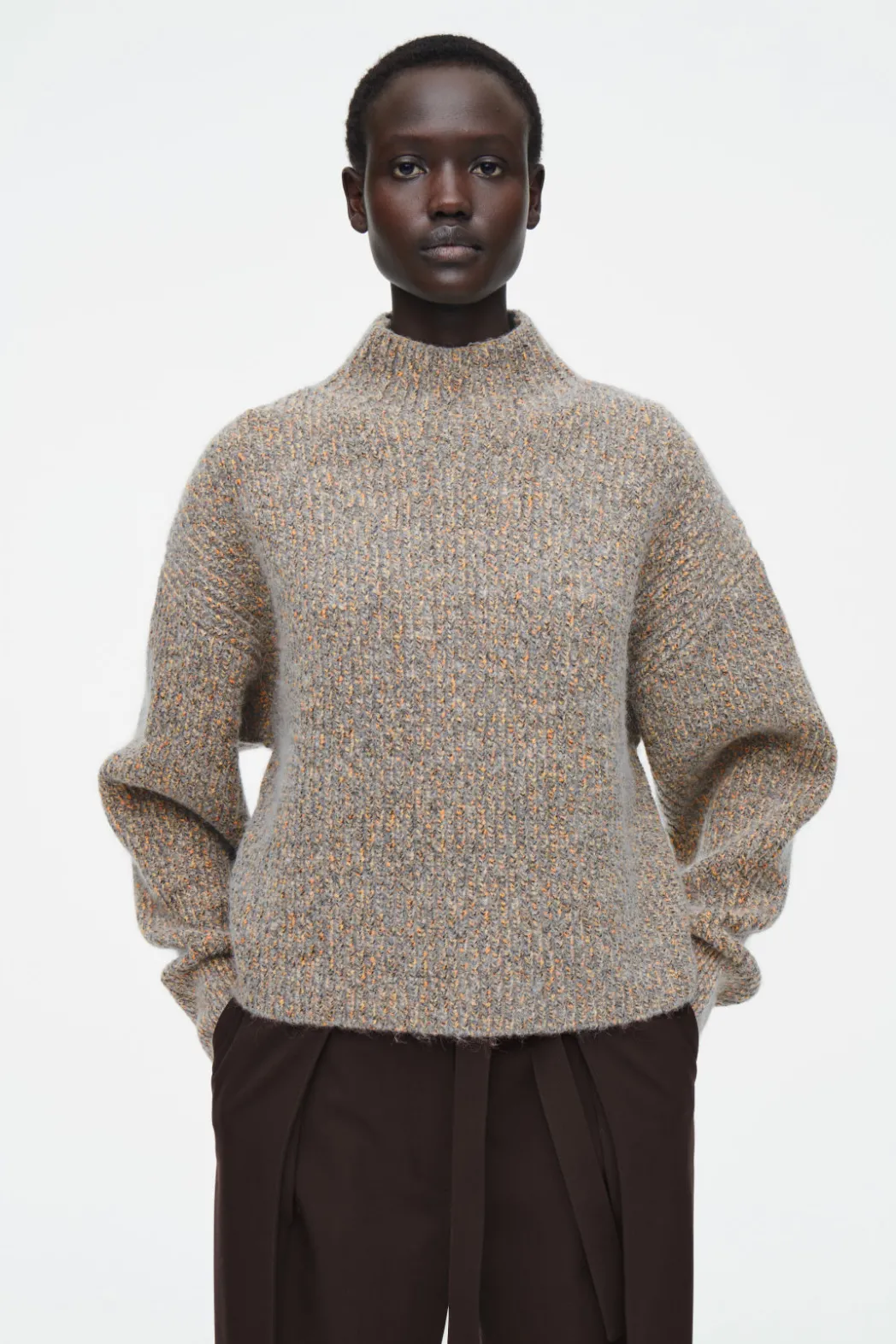 Outlet COS FLECKED TURTLENECK JUMPER GREY / ORANGE