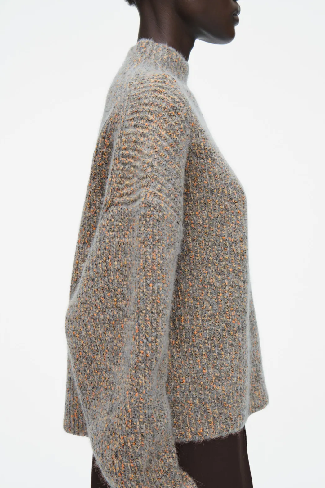 Outlet COS FLECKED TURTLENECK JUMPER GREY / ORANGE