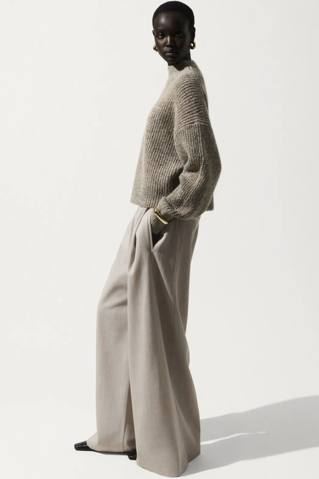 Outlet COS FLECKED TURTLENECK JUMPER GREY / ORANGE