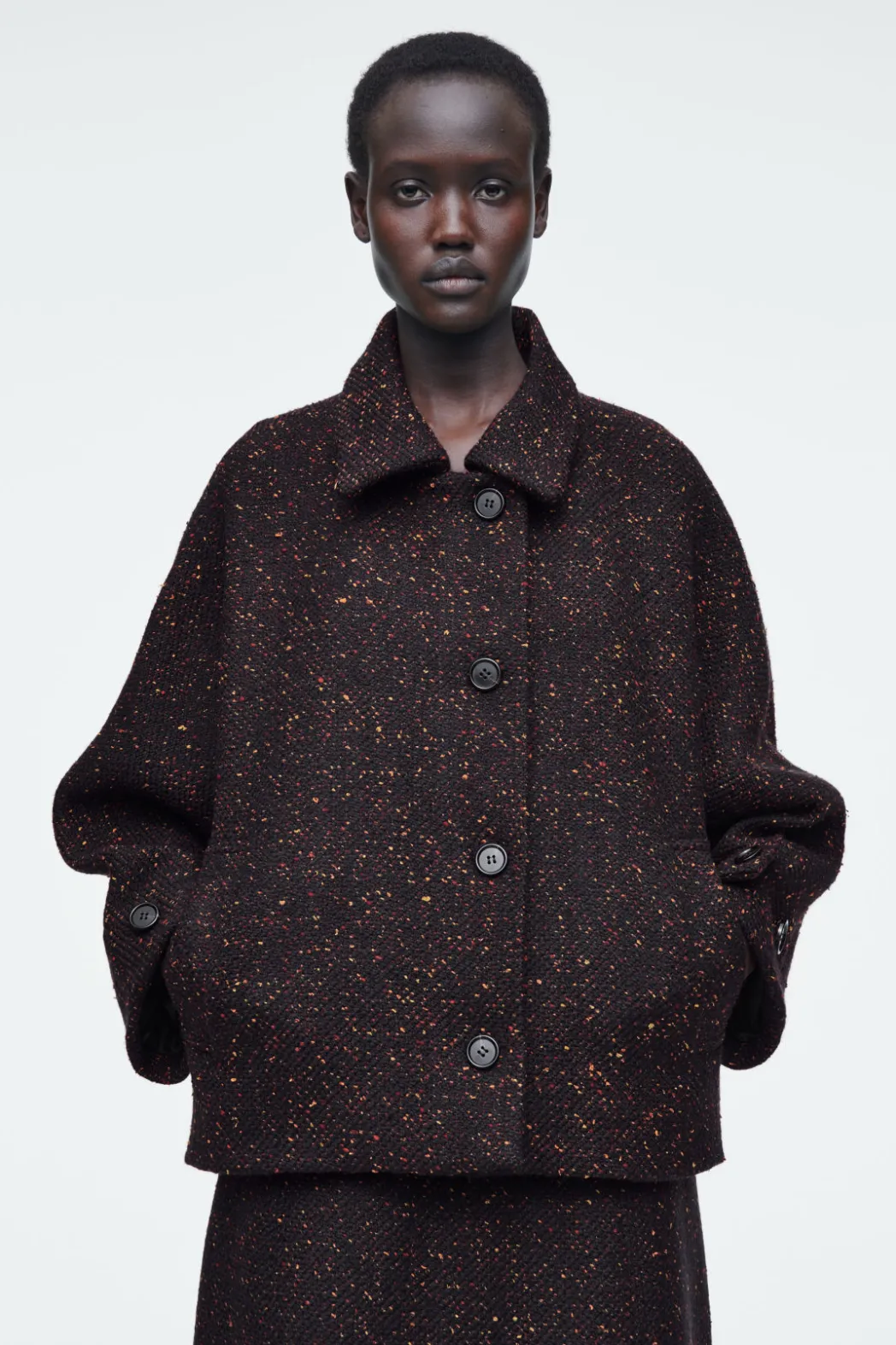 Clearance COS FLECKED WOOL-BLEND JACKET MULTICOLORED