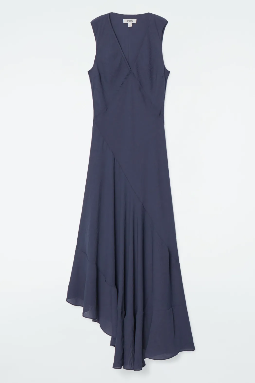 New COS FLOATY ASYMMETRIC MIDI DRESS NAVY
