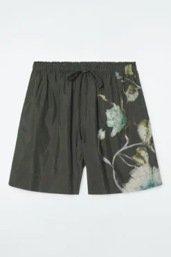 Sale COS FLORAL DRAWSTRING SHORTS CHARCOAL / FLORAL