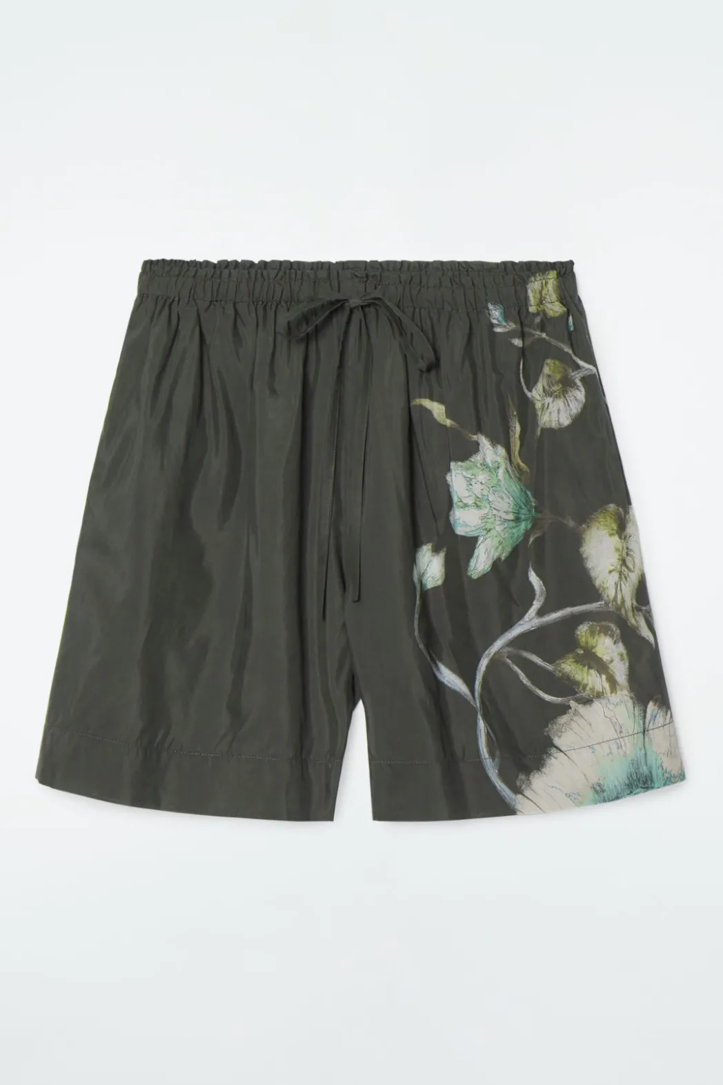 Sale COS FLORAL DRAWSTRING SHORTS CHARCOAL / FLORAL