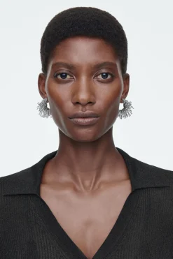COS FLORAL HOOP EARRINGS SILVER