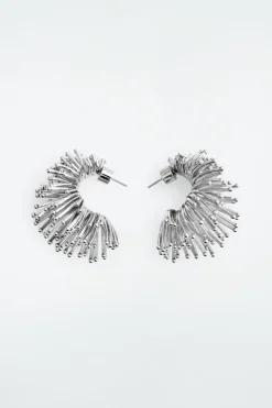 COS FLORAL HOOP EARRINGS SILVER