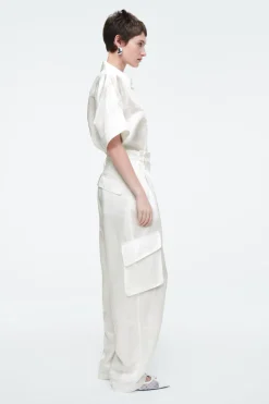 COS FLORAL JACQUARD UTILITY PANTS WHITE