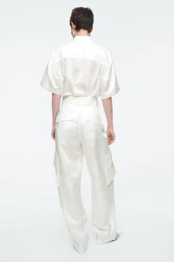 COS FLORAL JACQUARD UTILITY PANTS WHITE
