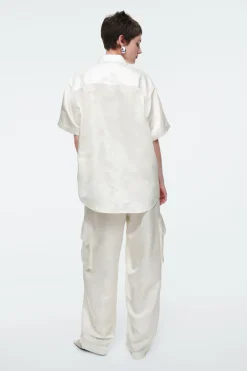COS FLORAL-JACQUARD SHORT-SLEEVED SHIRT WHITE