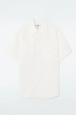 COS FLORAL-JACQUARD SHORT-SLEEVED SHIRT WHITE