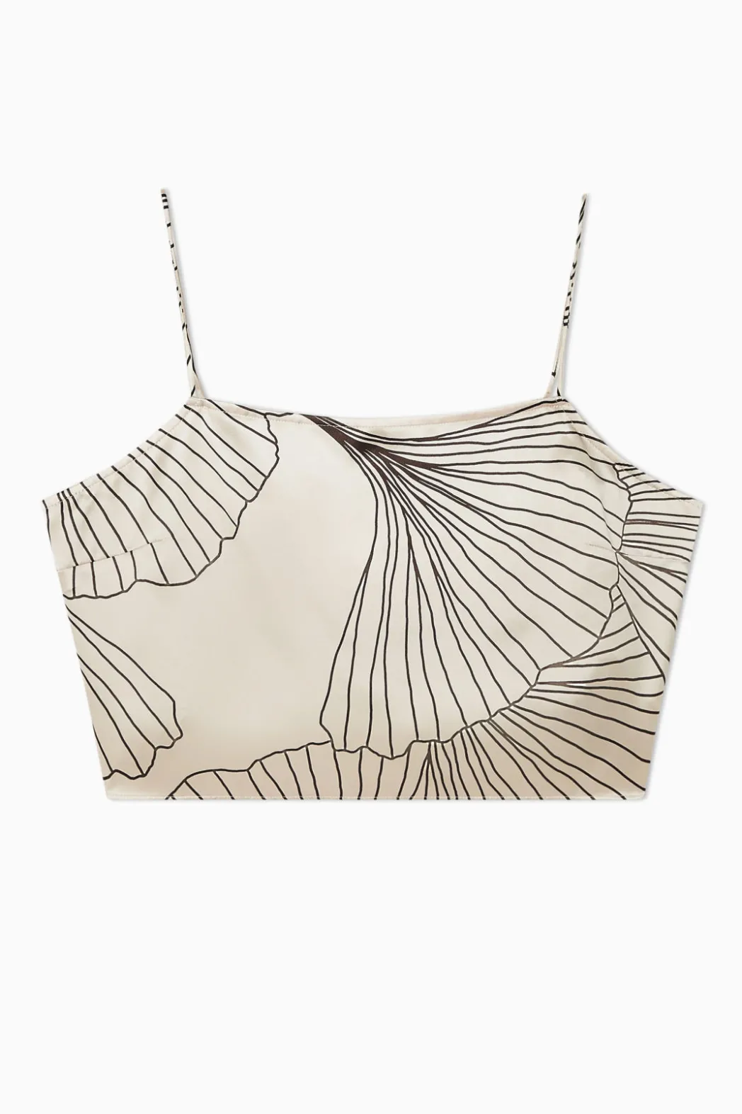 Hot COS FLORAL-PRINT SILK CROPPED CAMI TOP CREAM / FLORAL