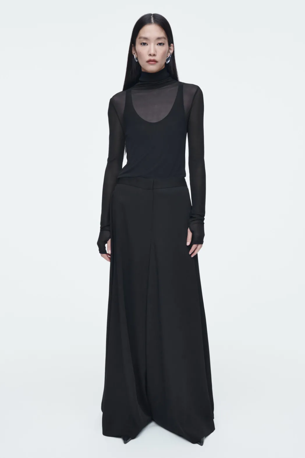 COS FLUID WIDE-LEG TROUSERS BLACK