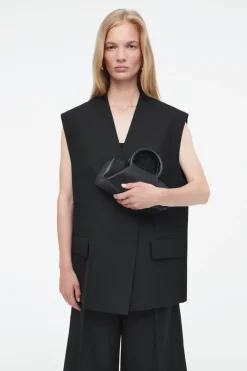 COS FOLD MICRO TOTE - LEATHER BLACK