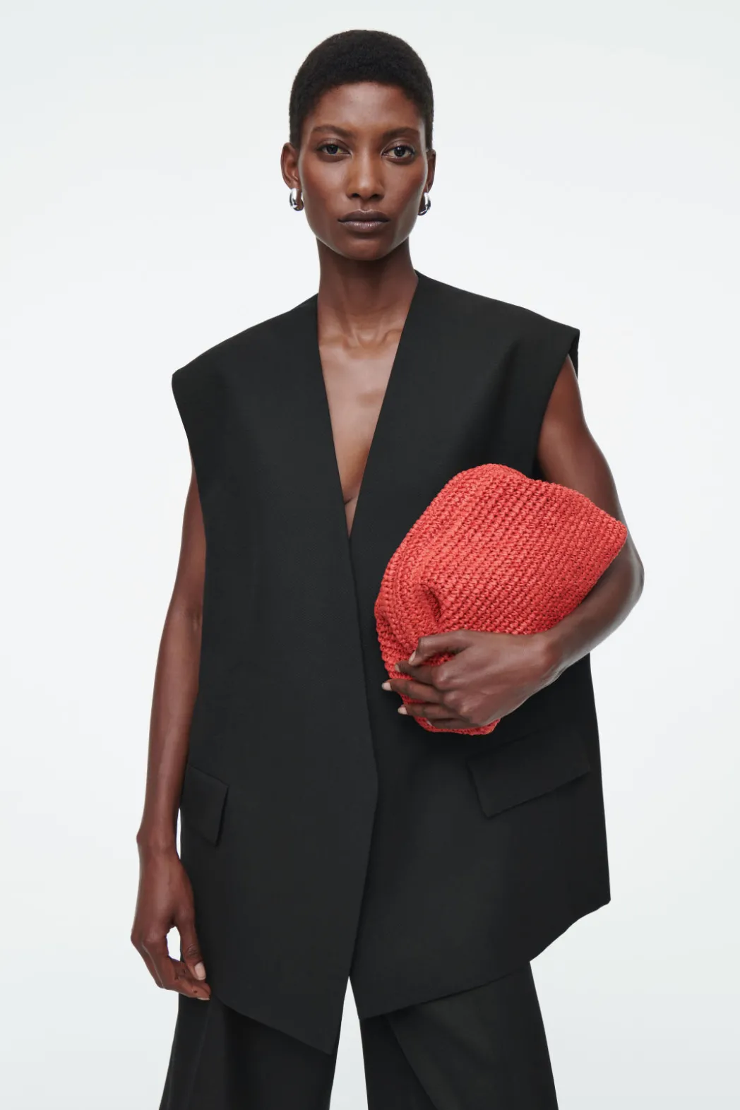 Best COS FRAMED CLUTCH - RAFFIA RED