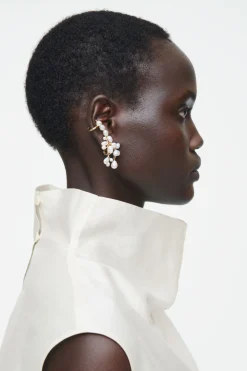 COS FRESHWATER PEARL CLIMBER EARRINGS GOLD