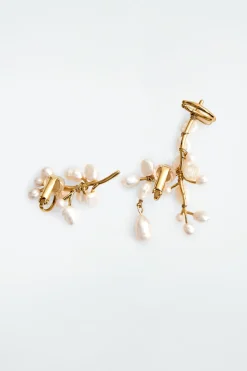 COS FRESHWATER PEARL CLIMBER EARRINGS GOLD