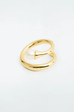 Clearance COS FRESHWATER PEARL COIL RING GOLD