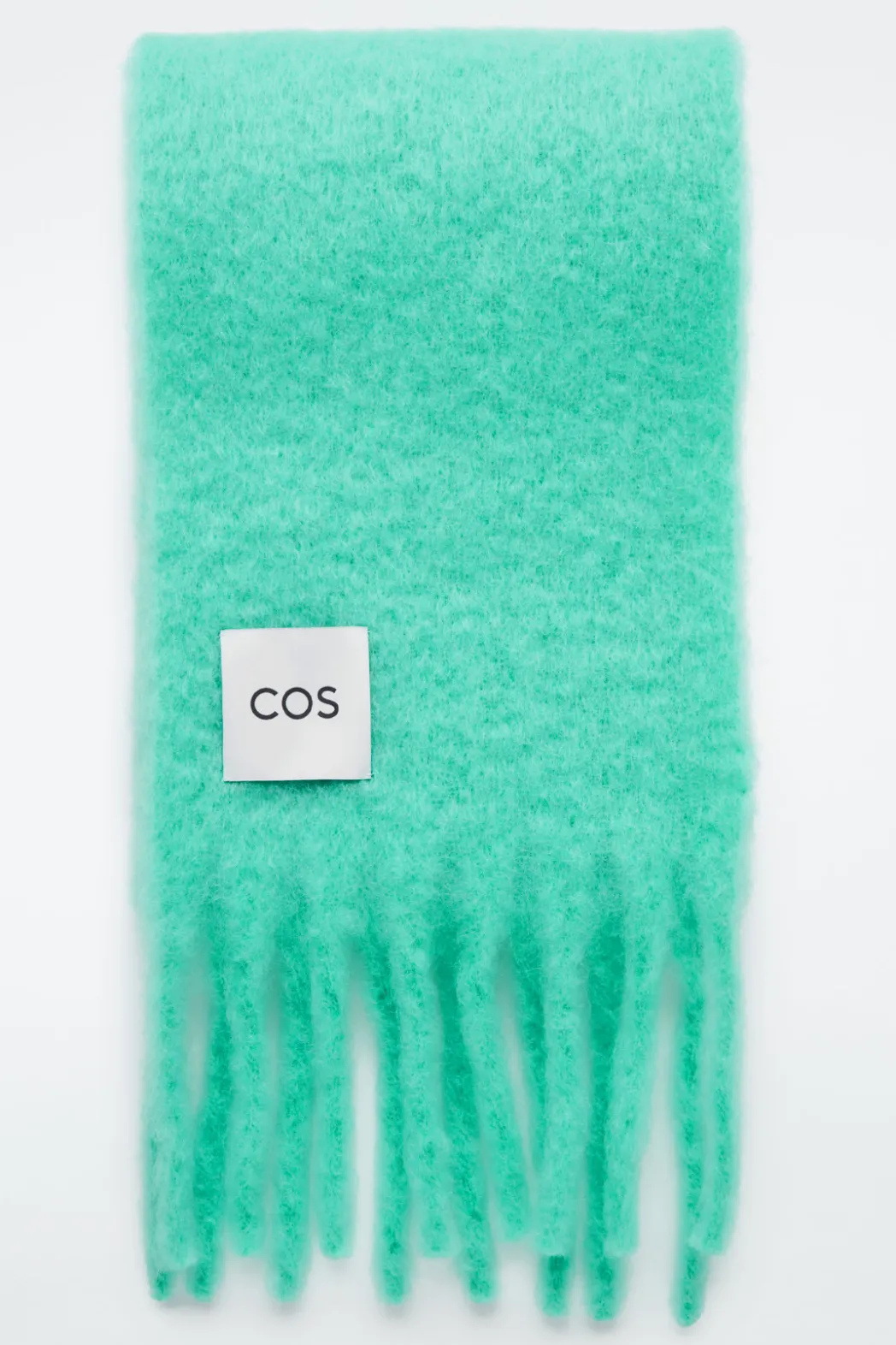 Best COS FRINGED BRUSHED-MOHAIR SCARF TURQUOISE