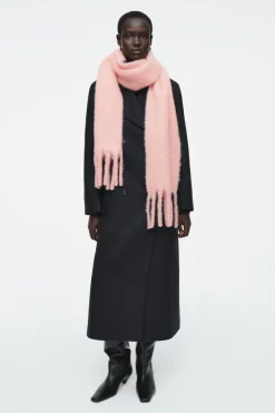 COS FRINGED BRUSHED-MOHAIR SCARF APRICOT