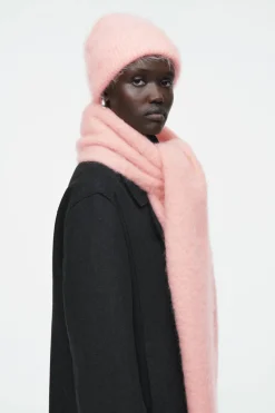 COS FRINGED BRUSHED-MOHAIR SCARF APRICOT