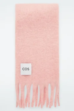 COS FRINGED BRUSHED-MOHAIR SCARF APRICOT