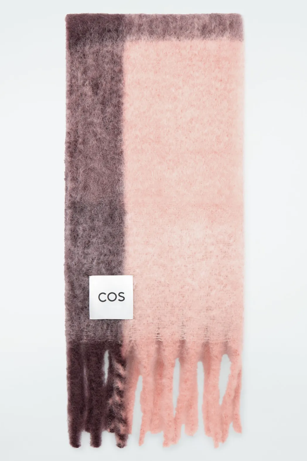Online COS FRINGED BRUSHED-MOHAIR SCARF PINK / BURGUNDY