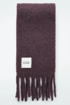 Discount COS FRINGED BRUSHED-MOHAIR SCARF BORDEAUX