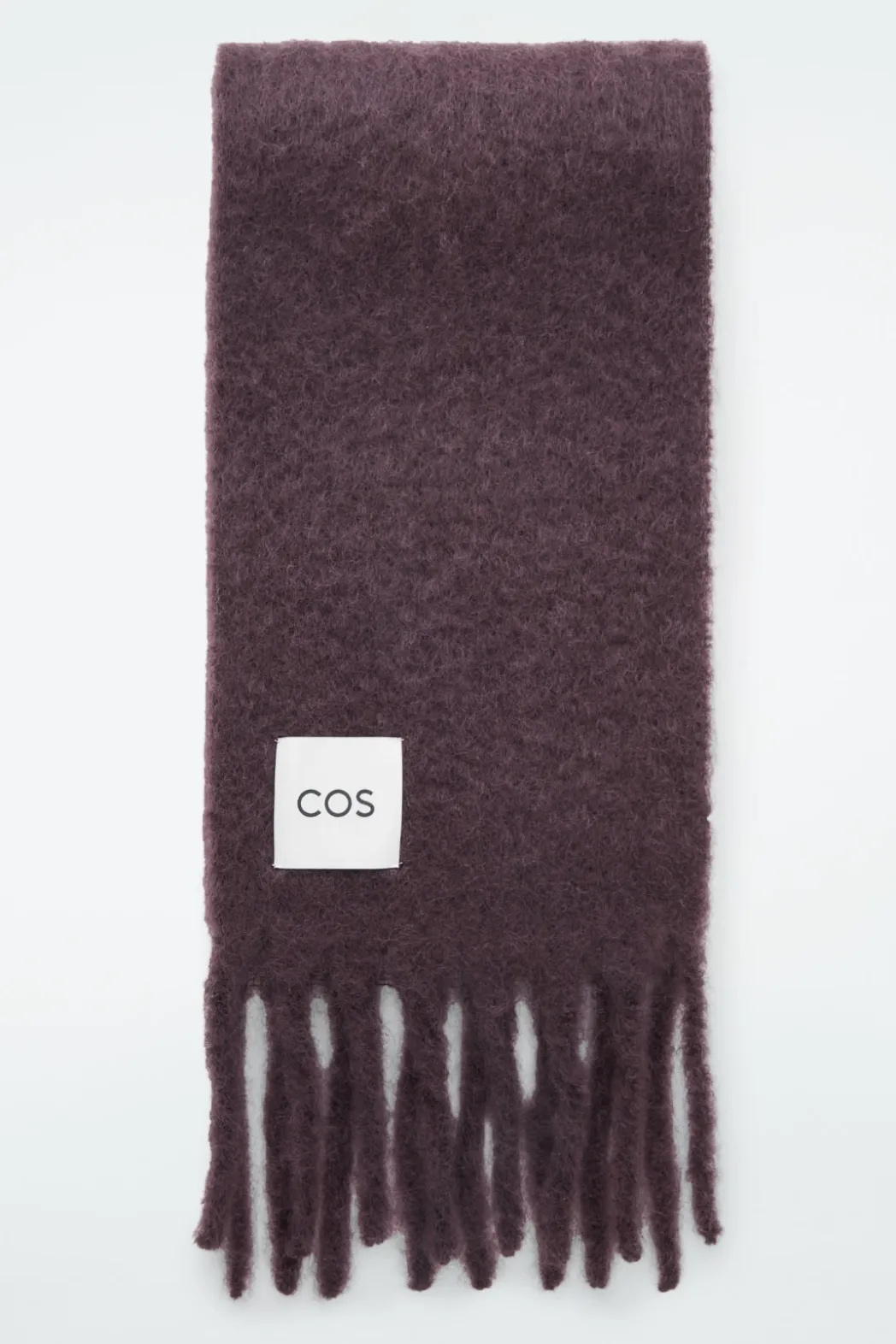 Discount COS FRINGED BRUSHED-MOHAIR SCARF BORDEAUX