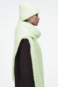 Best COS FRINGED BRUSHED-MOHAIR SCARF PISTACHIO