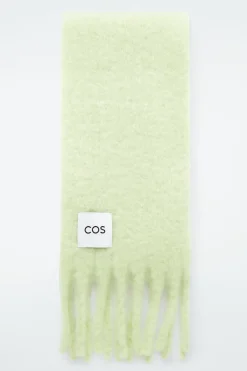 Best COS FRINGED BRUSHED-MOHAIR SCARF PISTACHIO