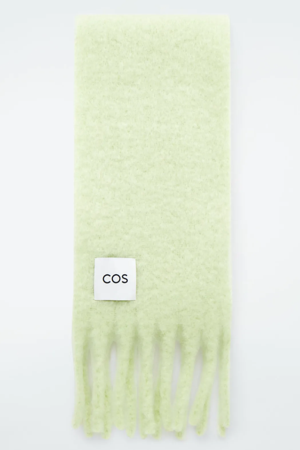 Best COS FRINGED BRUSHED-MOHAIR SCARF PISTACHIO