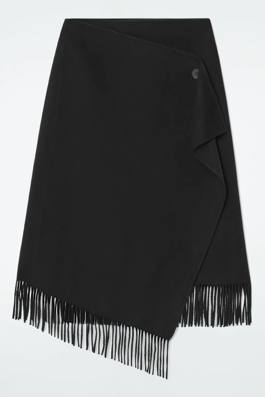 Outlet COS FRINGED WOOL MIDI WRAP SKIRT BLACK