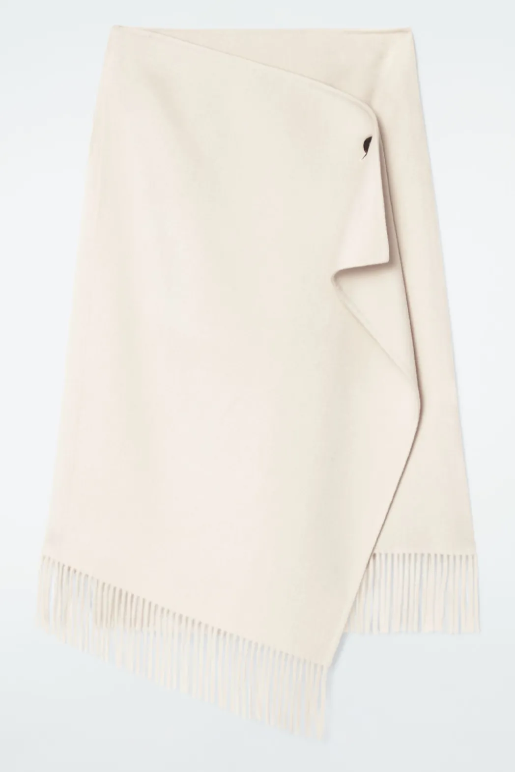 New COS FRINGED WOOL MIDI WRAP SKIRT WHITE
