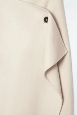 New COS FRINGED WOOL MIDI WRAP SKIRT WHITE