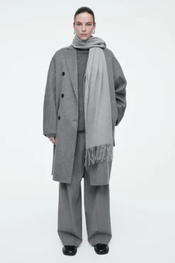 Best COS FRINGED WOOL SCARF GRAY