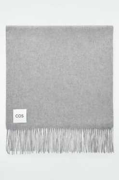 Best COS FRINGED WOOL SCARF GRAY