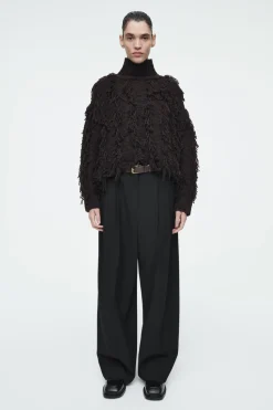 Clearance COS FRINGED WOOL SWEATER BROWN / BLACK