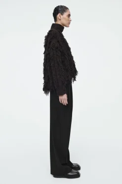 Clearance COS FRINGED WOOL SWEATER BROWN / BLACK