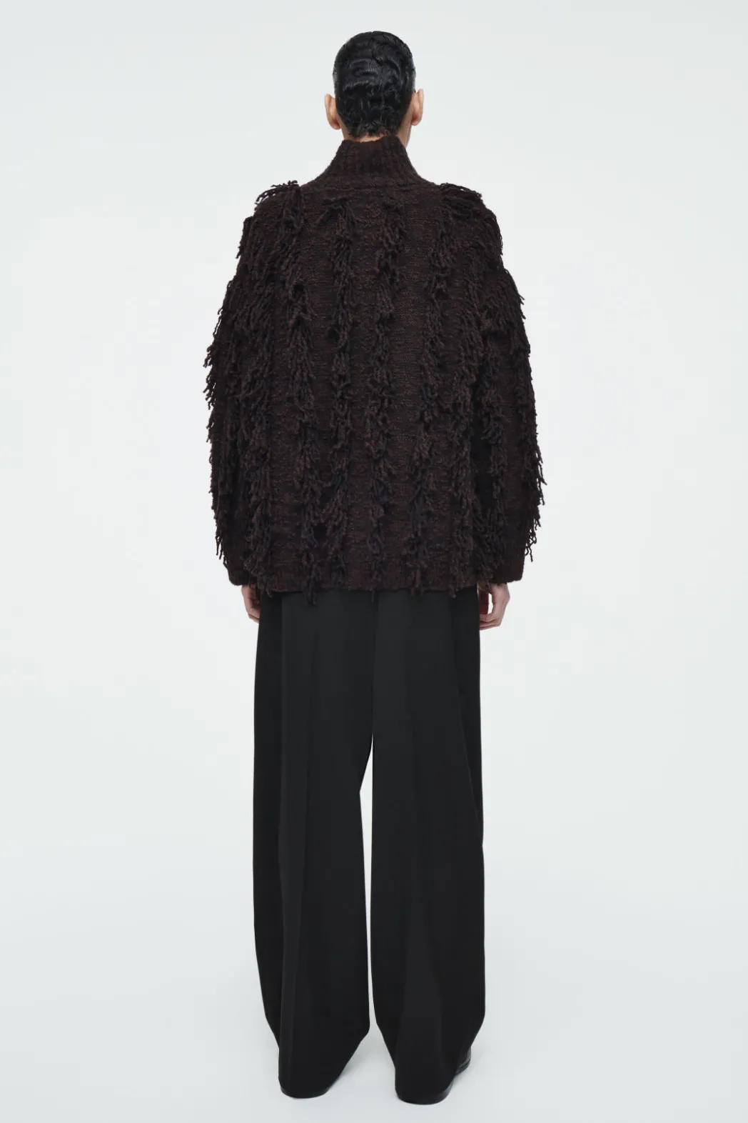 Clearance COS FRINGED WOOL SWEATER BROWN / BLACK
