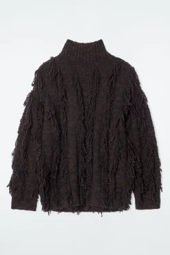 Clearance COS FRINGED WOOL SWEATER BROWN / BLACK