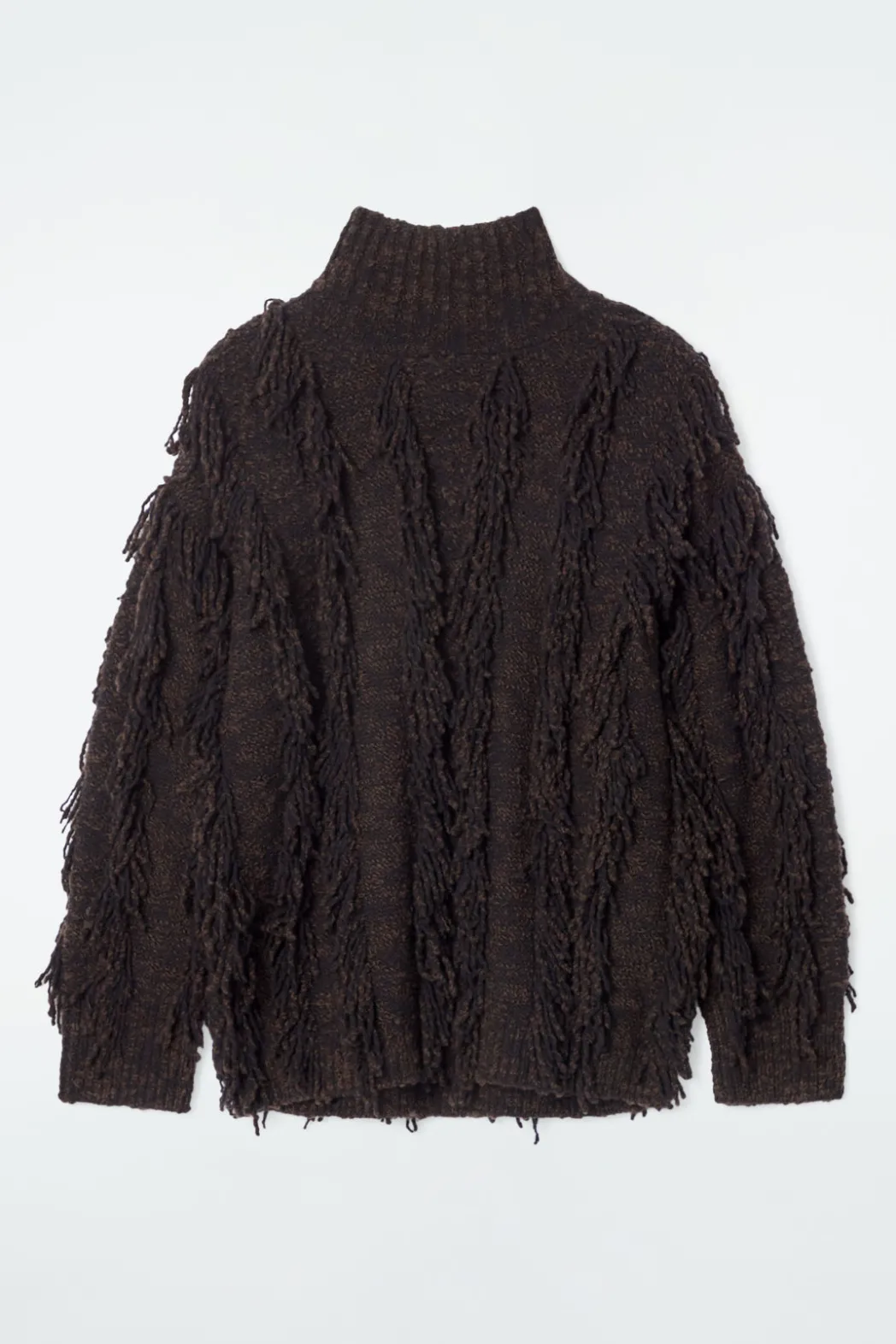 Clearance COS FRINGED WOOL SWEATER BROWN / BLACK
