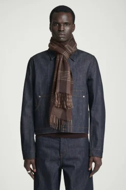 Sale COS FRINGED WOOL-CASHMERE SCARF BROWN / APRICOT / CHECKED