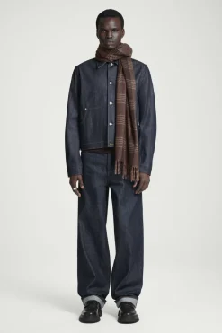 Sale COS FRINGED WOOL-CASHMERE SCARF BROWN / APRICOT / CHECKED