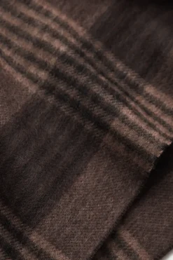 Sale COS FRINGED WOOL-CASHMERE SCARF BROWN / APRICOT / CHECKED