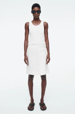 Clearance COS FRONT-PLEAT MINI SKIRT WHITE