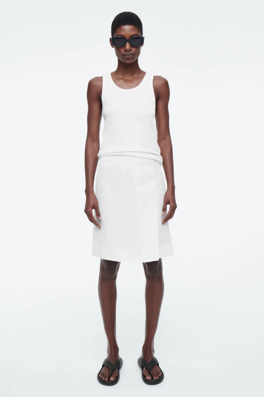 Clearance COS FRONT-PLEAT MINI SKIRT WHITE
