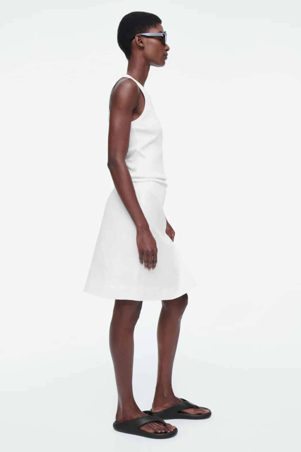 Clearance COS FRONT-PLEAT MINI SKIRT WHITE