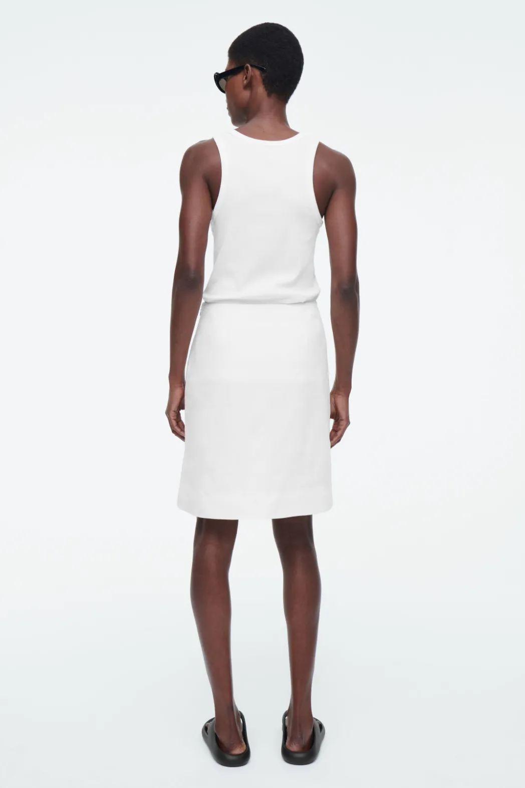 Clearance COS FRONT-PLEAT MINI SKIRT WHITE