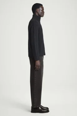 New COS FUNNEL-NECK KNITTED WOOL JACKET NAVY